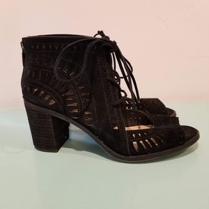 Vince Camuto sandal heels, open toe, color: black, size: 7.
